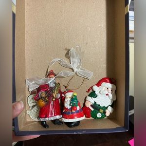 Lot of 3 Santa and 1 Snowman Christmas Ornaments